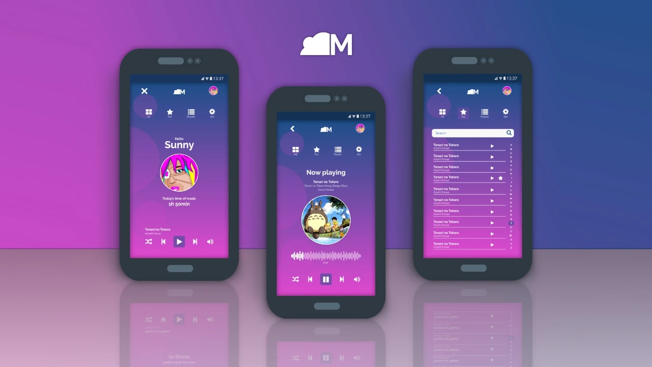 music app design on smartphone
